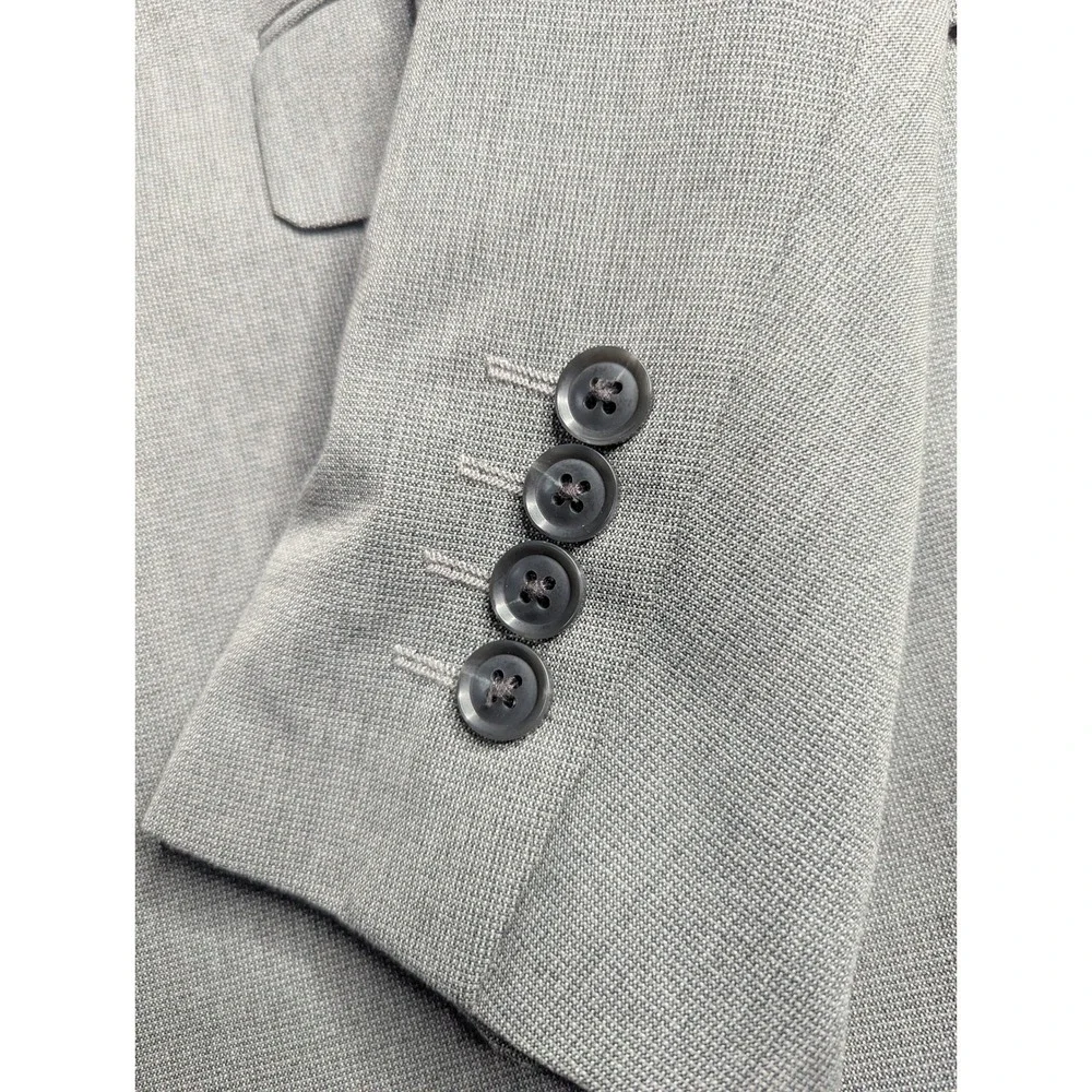 J. Ferrar Mens Slim Fit Blazer Light Gray Textured 2-Button Sport Coat 46‎ Reg